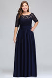 Charming Plus Size Floral Lace Elegant Evening Maxi Dress Half Sleeves Party Mother of the Bride Dress