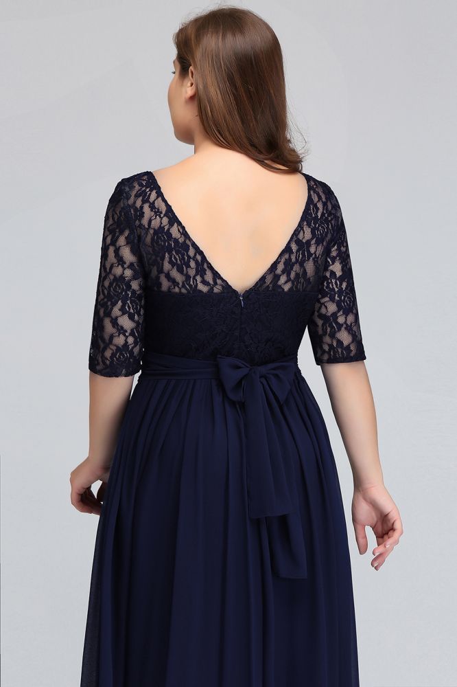 Charming Plus Size Floral Lace Elegant Evening Maxi Dress Half Sleeves Party Mother of the Bride Dress