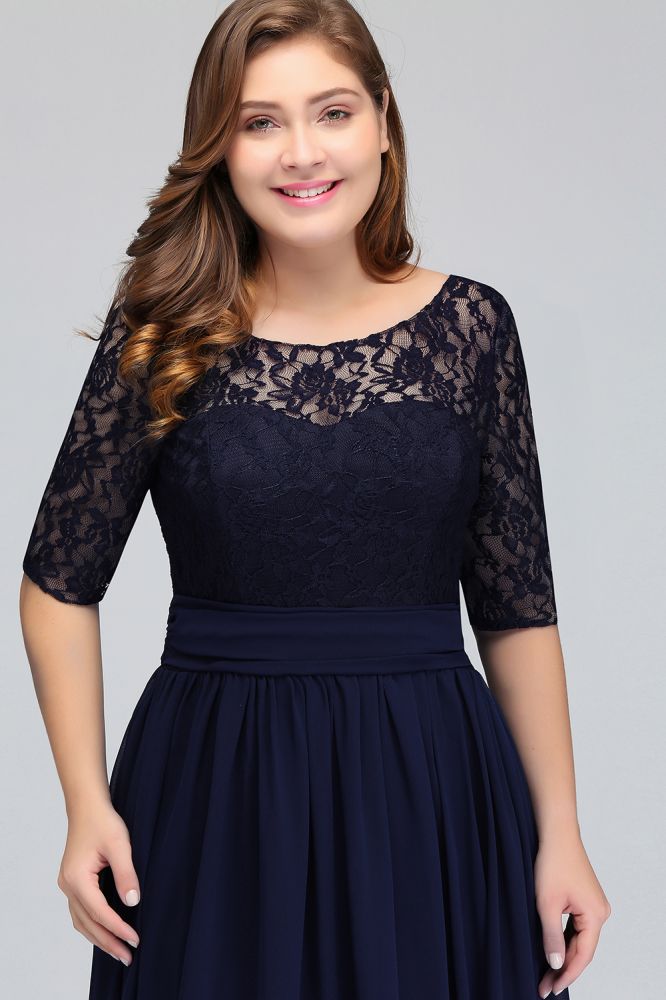 Charming Plus Size Floral Lace Elegant Evening Maxi Dress Half Sleeves Party Mother of the Bride Dress