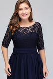 Charming Plus Size Floral Lace Elegant Evening Maxi Dress Half Sleeves Party Mother of the Bride Dress