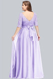 Charming Plus Size Floral Lace Elegant Evening Maxi Dress Half Sleeves Party Mother of the Bride Dress
