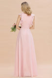 Classy Sleeveless a line Bridesmaid Dress Garden Long Simple Wedding Evening Dress