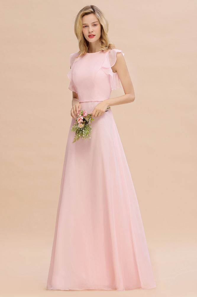 Classy Sleeveless a line Bridesmaid Dress Garden Long Simple Wedding Evening Dress