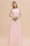 Classy Sleeveless a line Bridesmaid Dress Garden Long Simple Wedding Evening Dress