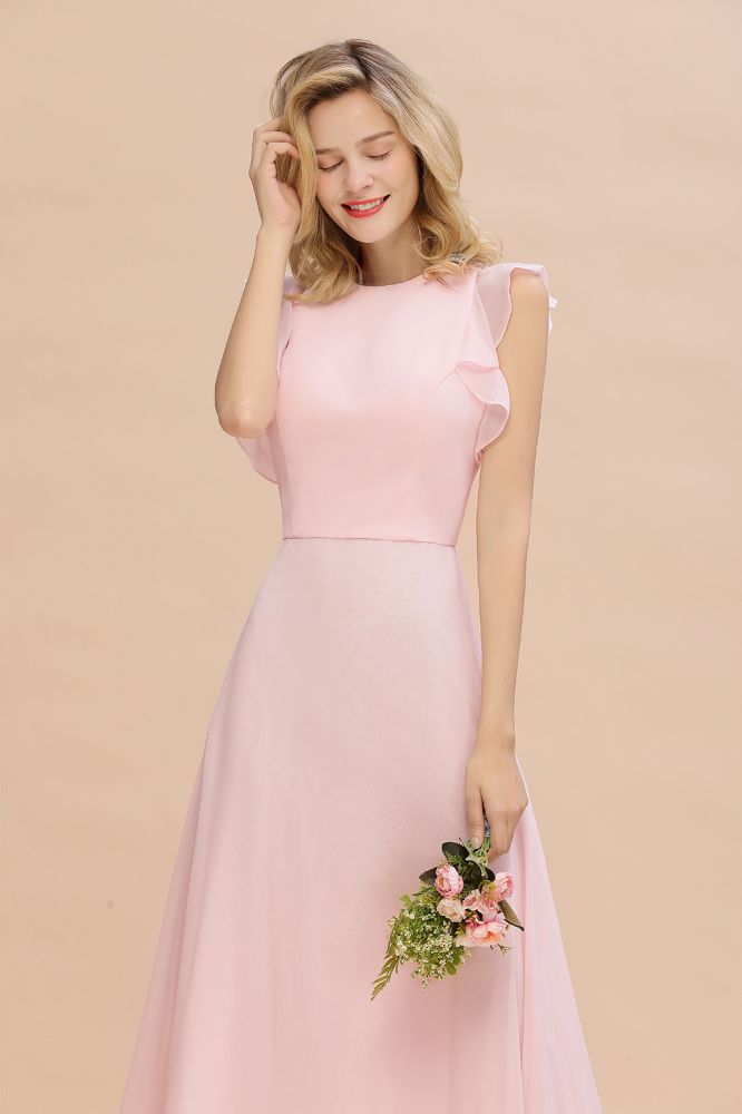 Classy Sleeveless a line Bridesmaid Dress Garden Long Simple Wedding Evening Dress
