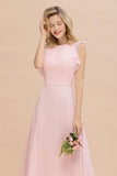 Classy Sleeveless a line Bridesmaid Dress Garden Long Simple Wedding Evening Dress