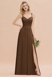 Classy Spaghetti Slim Side Split Bridesmaid Dress Sky Blue V-Neck Wedding Party Evening Dress