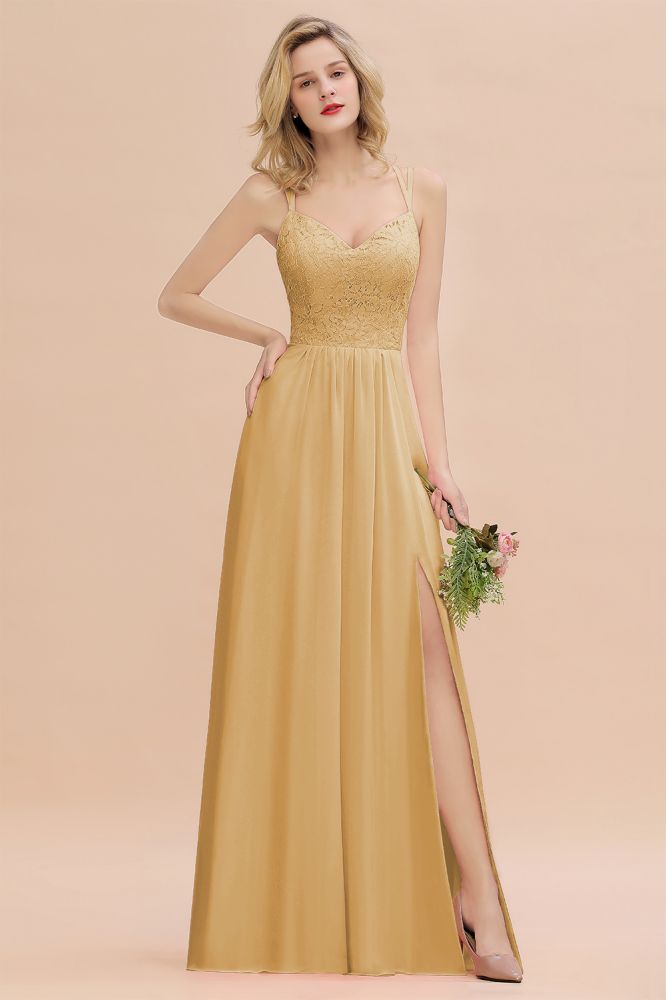 Classy Spaghetti Slim Side Split Bridesmaid Dress Sky Blue V-Neck Wedding Party Evening Dress