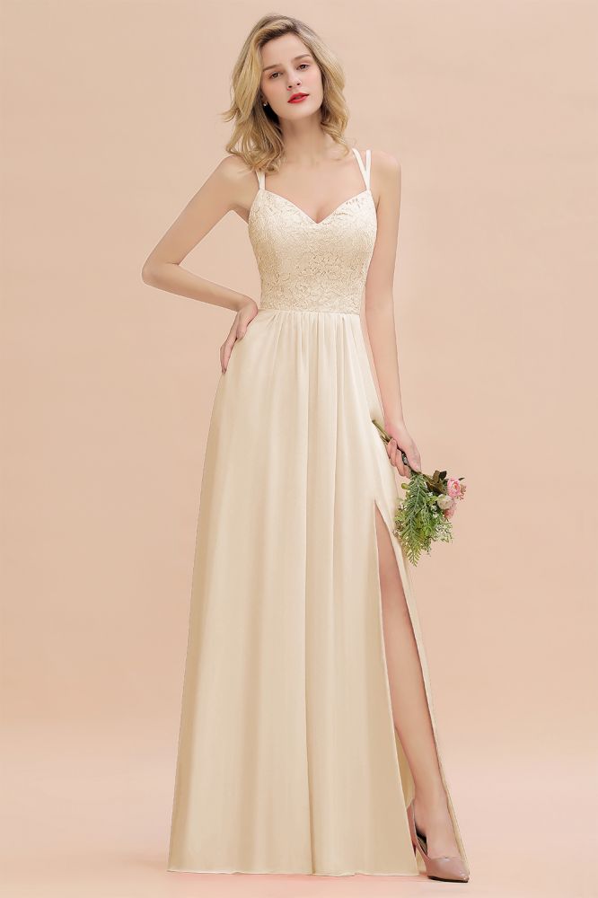 Classy Spaghetti Slim Side Split Bridesmaid Dress Sky Blue V-Neck Wedding Party Evening Dress