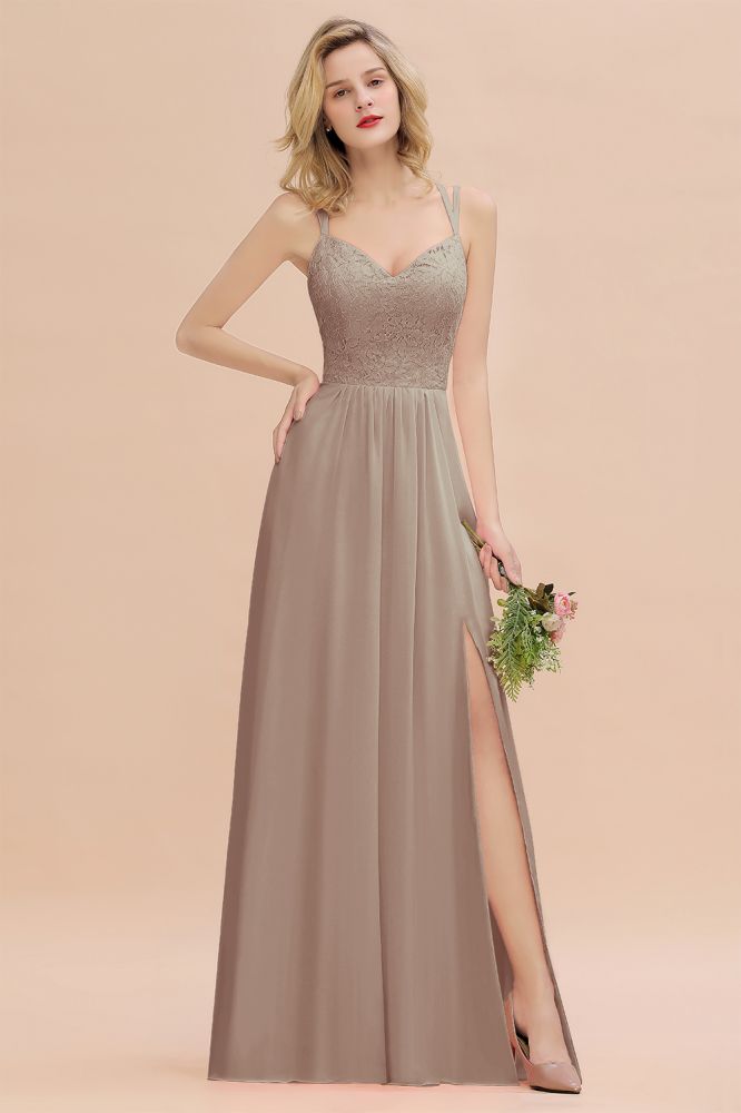 Classy Spaghetti Slim Side Split Bridesmaid Dress Sky Blue V-Neck Wedding Party Evening Dress
