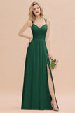 Classy Spaghetti Slim Side Split Bridesmaid Dress Sky Blue V-Neck Wedding Party Evening Dress