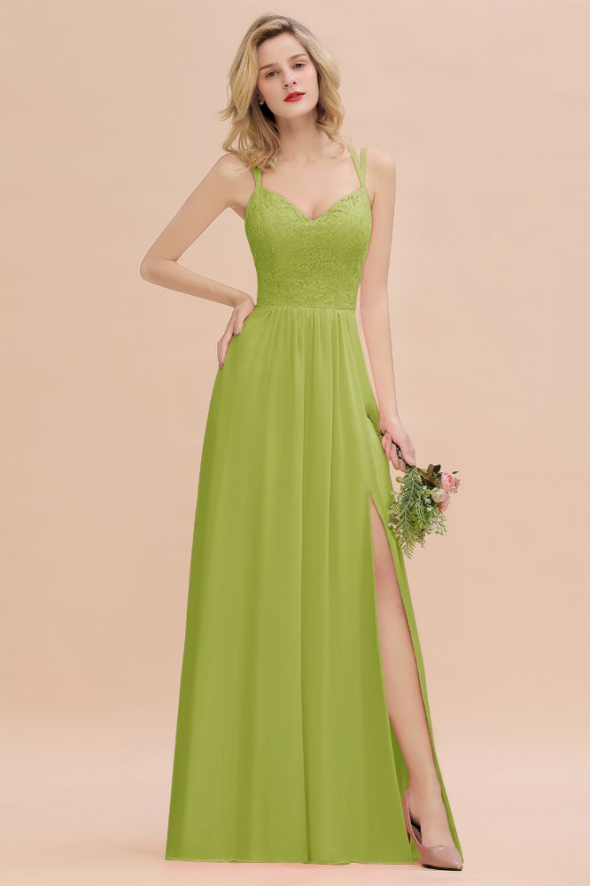 Classy Spaghetti Slim Side Split Bridesmaid Dress Sky Blue V-Neck Wedding Party Evening Dress