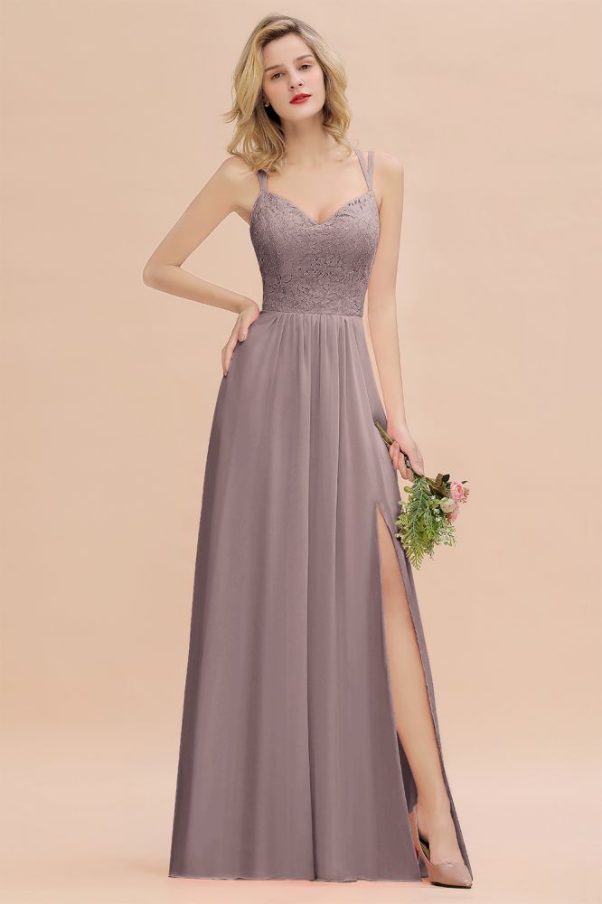 Classy Spaghetti Slim Side Split Bridesmaid Dress Sky Blue V-Neck Wedding Party Evening Dress