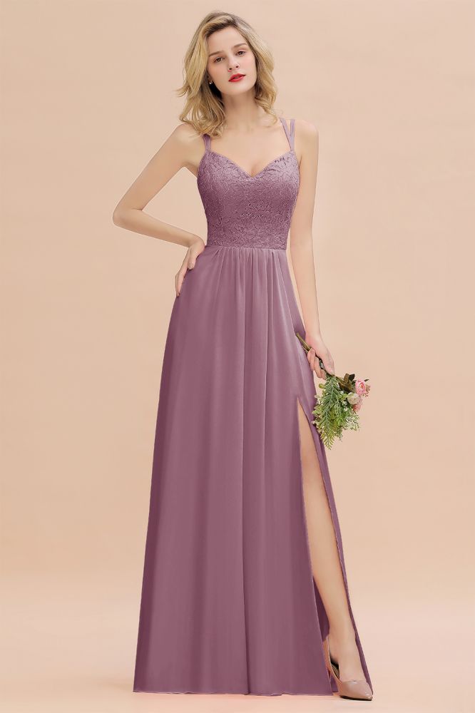 Classy Spaghetti Slim Side Split Bridesmaid Dress Sky Blue V-Neck Wedding Party Evening Dress