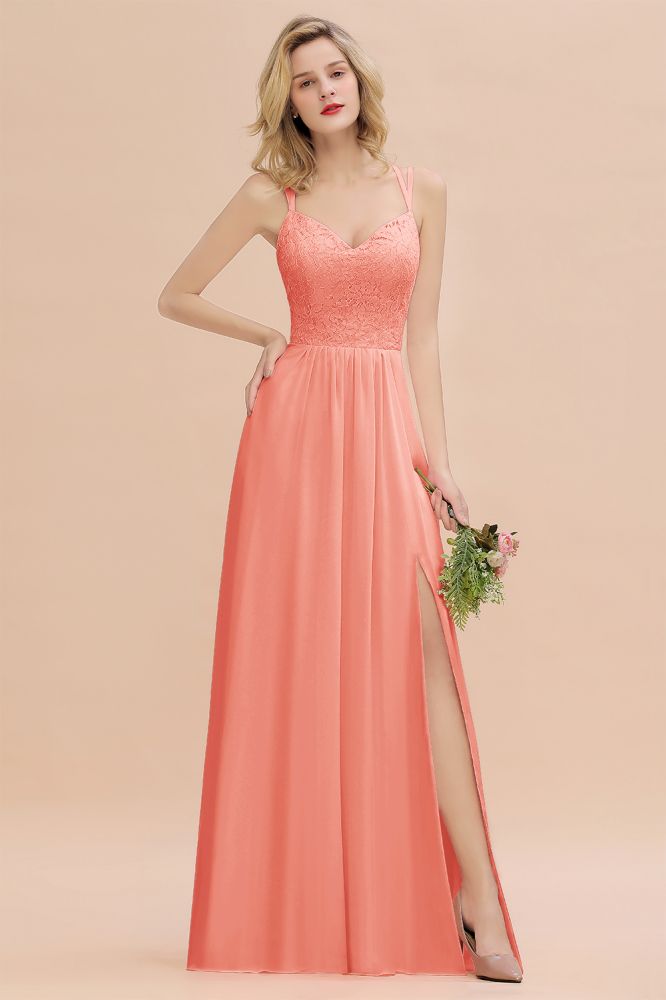 Classy Spaghetti Slim Side Split Bridesmaid Dress Sky Blue V-Neck Wedding Party Evening Dress