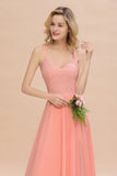 Classy Spaghetti Slim Side Split Bridesmaid Dress Sky Blue V-Neck Wedding Party Evening Dress
