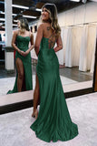 Spaghetti Straps Royal Blue Mermaid Prom Dress With Slit Formal Evening Dresses Gowns