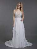 Chiffon mit Perlen V-Ausschnitt Brautkleid-Elfenbein Brautkleider Kleider