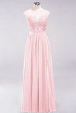 Elegant Chiffon Lace Sleeveless Long Bridesmaid Dresses with Appliques Evening Prom Dress