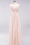 Elegant Chiffon Lace Sleeveless Long Bridesmaid Dresses with Appliques Evening Prom Dress
