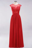 Elegant Chiffon Lace Sleeveless Long Bridesmaid Dresses with Appliques Evening Prom Dress