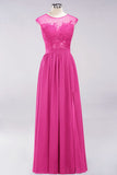 Elegant Chiffon Lace Sleeveless Long Bridesmaid Dresses with Appliques Evening Prom Dress