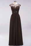 Elegant Chiffon Lace Sleeveless Long Bridesmaid Dresses with Appliques Evening Prom Dress