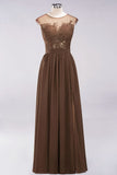 Elegant Chiffon Lace Sleeveless Long Bridesmaid Dresses with Appliques Evening Prom Dress