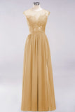 Elegant Chiffon Lace Sleeveless Long Bridesmaid Dresses with Appliques Evening Prom Dress