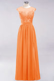 Elegant Chiffon Lace Sleeveless Long Bridesmaid Dresses with Appliques Evening Prom Dress