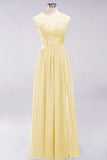 Elegant Chiffon Lace Sleeveless Long Bridesmaid Dresses with Appliques Evening Prom Dress