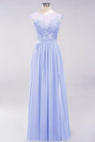 Elegant Chiffon Lace Sleeveless Long Bridesmaid Dresses with Appliques Evening Prom Dress
