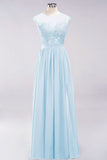 Elegant Chiffon Lace Sleeveless Long Bridesmaid Dresses with Appliques Evening Prom Dress