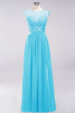 Elegant Chiffon Lace Sleeveless Long Bridesmaid Dresses with Appliques Evening Prom Dress