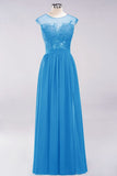 Elegant Chiffon Lace Sleeveless Long Bridesmaid Dresses with Appliques Evening Prom Dress