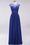 Elegant Chiffon Lace Sleeveless Long Bridesmaid Dresses with Appliques Evening Prom Dress