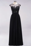Elegant Chiffon Lace Sleeveless Long Bridesmaid Dresses with Appliques Evening Prom Dress