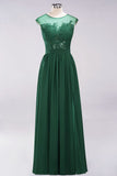 Elegant Chiffon Lace Sleeveless Long Bridesmaid Dresses with Appliques Evening Prom Dress