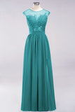 Elegant Chiffon Lace Sleeveless Long Bridesmaid Dresses with Appliques Evening Prom Dress