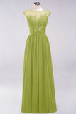 Elegant Chiffon Lace Sleeveless Long Bridesmaid Dresses with Appliques Evening Prom Dress