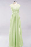 Elegant Chiffon Lace Sleeveless Long Bridesmaid Dresses with Appliques Evening Prom Dress