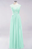 Elegant Chiffon Lace Sleeveless Long Bridesmaid Dresses with Appliques Evening Prom Dress