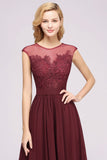Elegant Chiffon Lace Sleeveless Long Bridesmaid Dresses with Appliques Evening Prom Dress