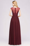 Elegant Chiffon Lace Sleeveless Long Bridesmaid Dresses with Appliques Evening Prom Dress