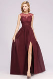Elegant Chiffon Lace Sleeveless Long Bridesmaid Dresses with Appliques Evening Prom Dress