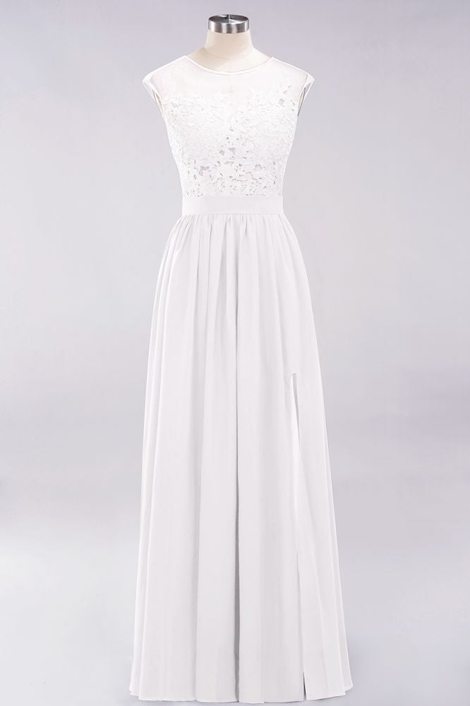 Elegant Chiffon Lace Sleeveless Long Bridesmaid Dresses with Appliques Evening Prom Dress
