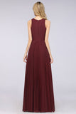 Elegant Chiffon Sleeveless V-Neck Bridesmaid Dress Long Ruffles Side Split Evening Gown