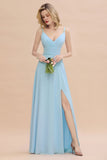 Elegant Front Split Bridesmaid Dresses Garden Spaghetti Straps V-neck Long Formal Evening Dress