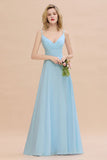 Elegant Front Split Bridesmaid Dresses Garden Spaghetti Straps V-neck Long Formal Evening Dress