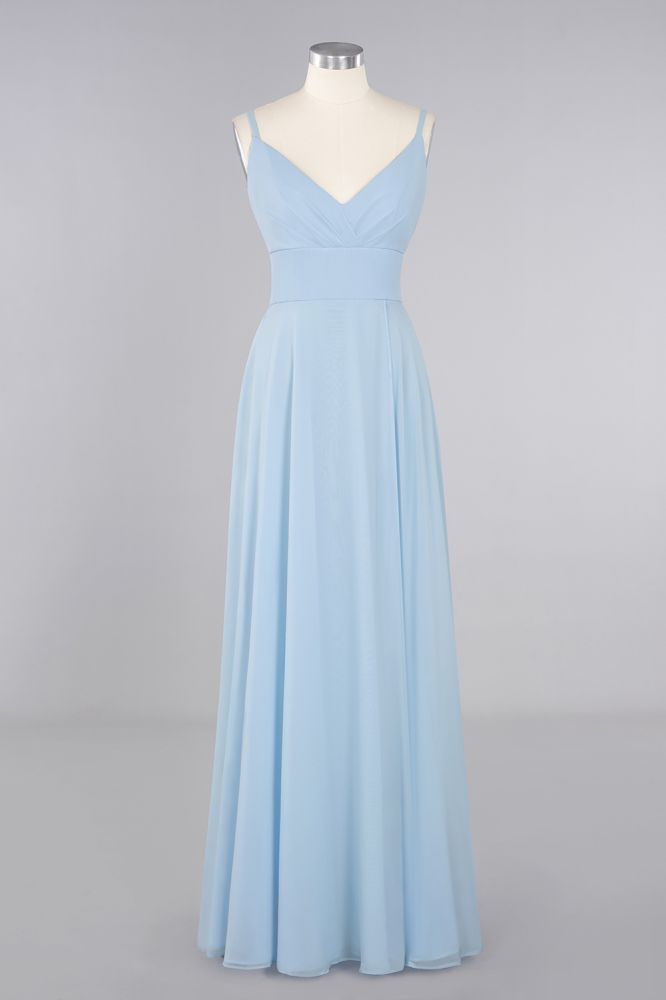 Elegant Front Split Bridesmaid Dresses Garden Spaghetti Straps V-neck Long Formal Evening Dress